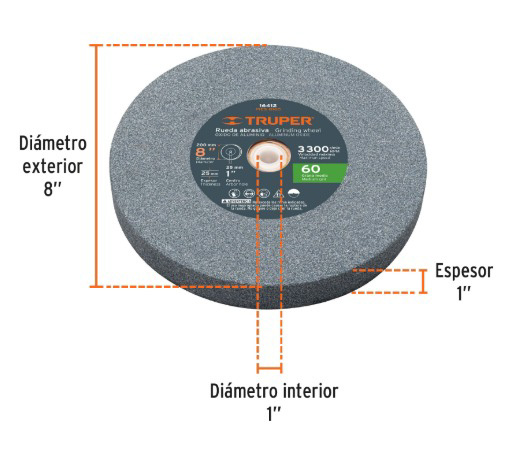 RUEDA RECTA 8"*1" G60 (GRIS) TRUPER