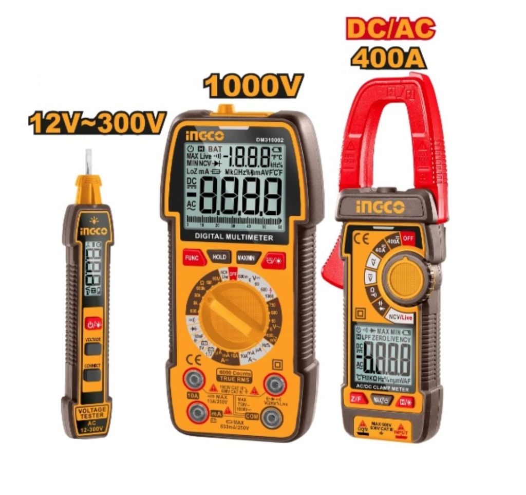 SET DETECTOR VOLTAJE + MULTIMETRO + PINZA (3 PZS)