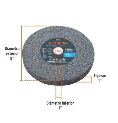 RUEDA RECTA 8"*1" G36 (GRIS) TRUPER