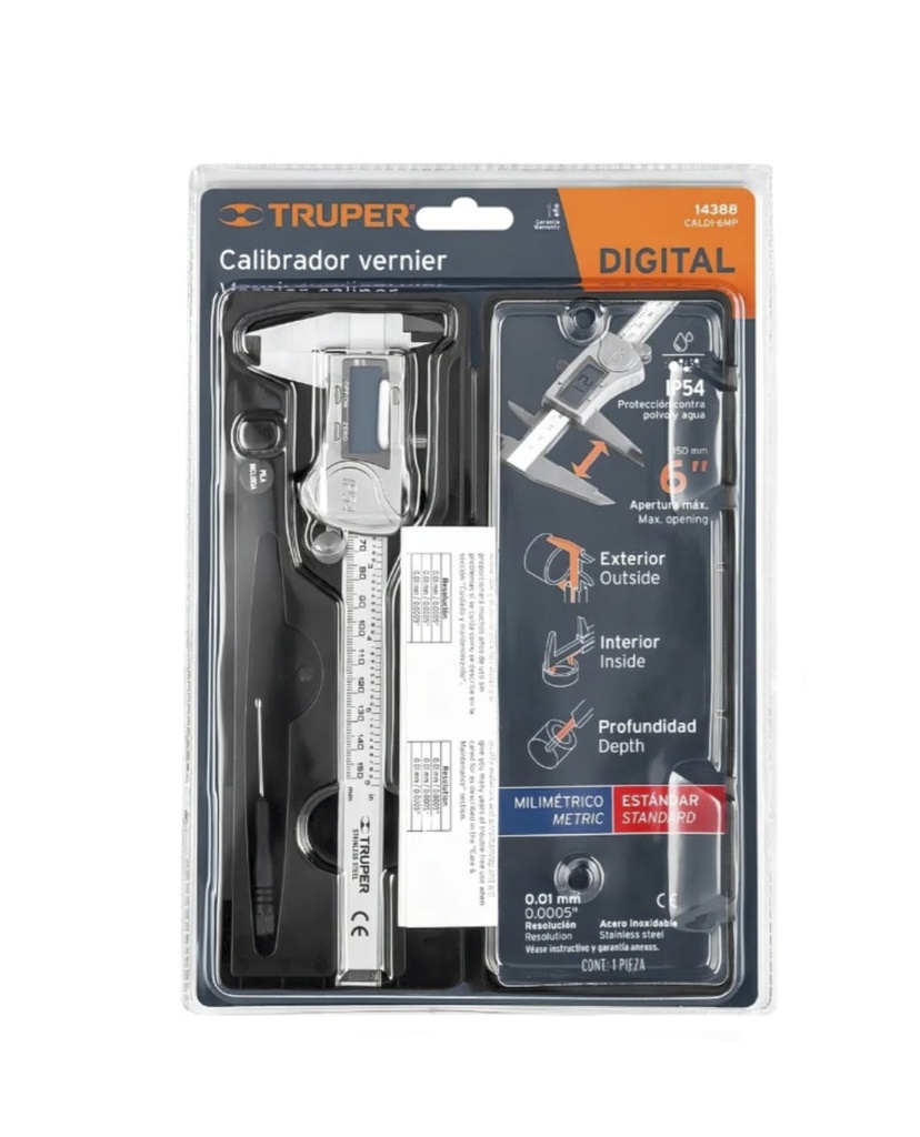 CALIBRADOR (VERNIER) DIGITAL 0-6" TRUPER