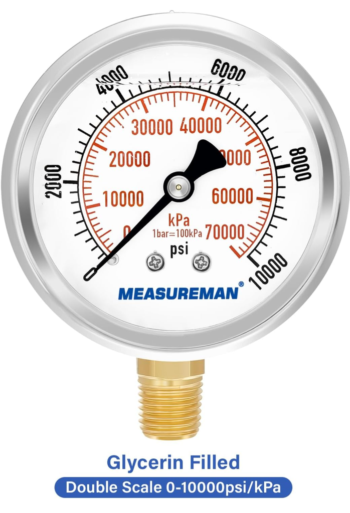 MANOMETRO  0-10.000psi C/ GLICERINA 