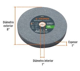 [SE-P2372] RUEDA RECTA 8"*1" G60 (GRIS) TRUPER