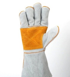 [SOLDAR /  SOLDADOR] GUANTE 16" CARNAZA (C/MATACH) GRIS-AMARILLO