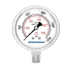 [RELOJ / MA184 / Z6C4P] MANOMETRO  0-15.000psi C/ GLICERINA 